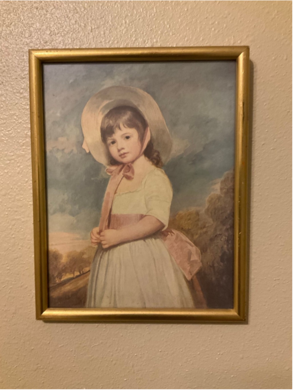 Vintage Girl Portrait Painting in GoVintage Girl Portrait Painting in Gold Frame